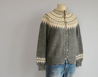 Vintage Shetland Fair Isle Cardigan / 1960s Wool by zestvintage