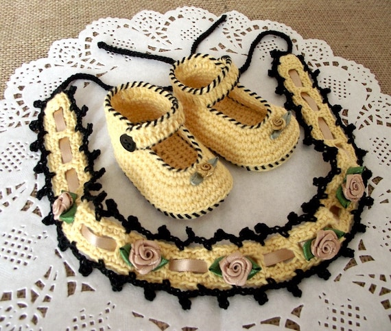 CROCHET BABY PATTERN Baby Set Baby Crochet Shoes and Headband