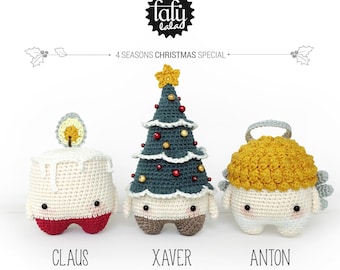 4 seasons: CHRISTMAS Xmas (candle, christmas tree, angel) • lalylala crochet pattern / amigurumi