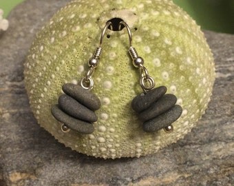 Sea glass jewelry- Beach stone earrings