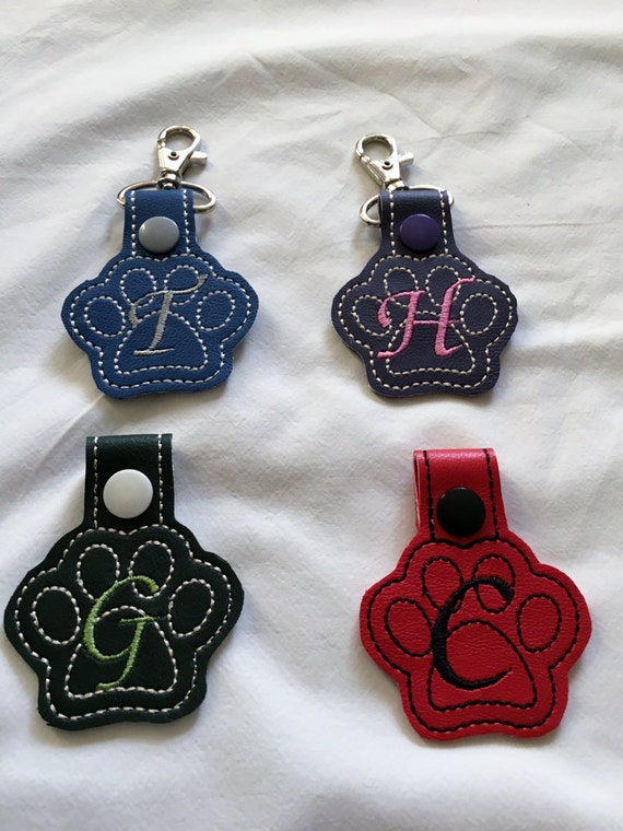 Embossed Paw Print Embroidered Key Fob