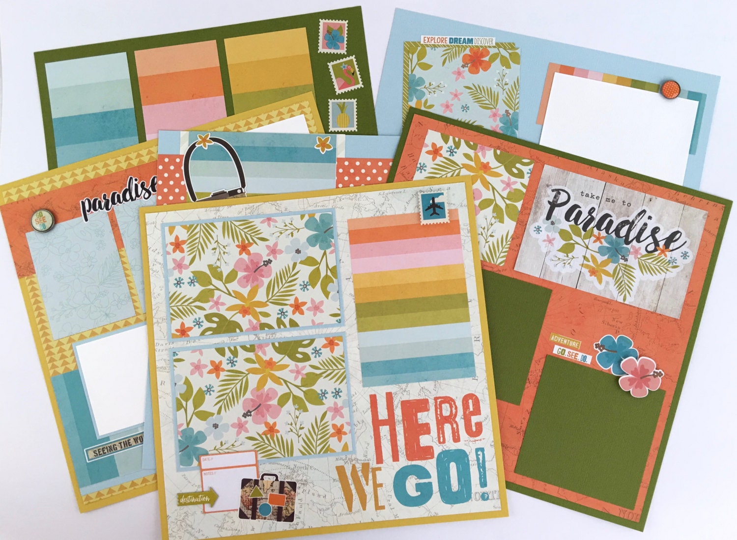 Travel Scrapbook Page Kit 12x12 or Premade PreCut with