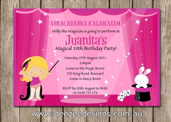 Magician Themed Personalised Birthday Invitations - YOU PRINT Il_570xn