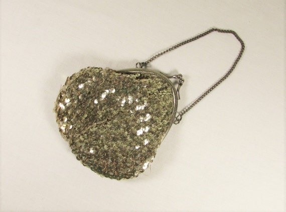 silver sequin evening bag