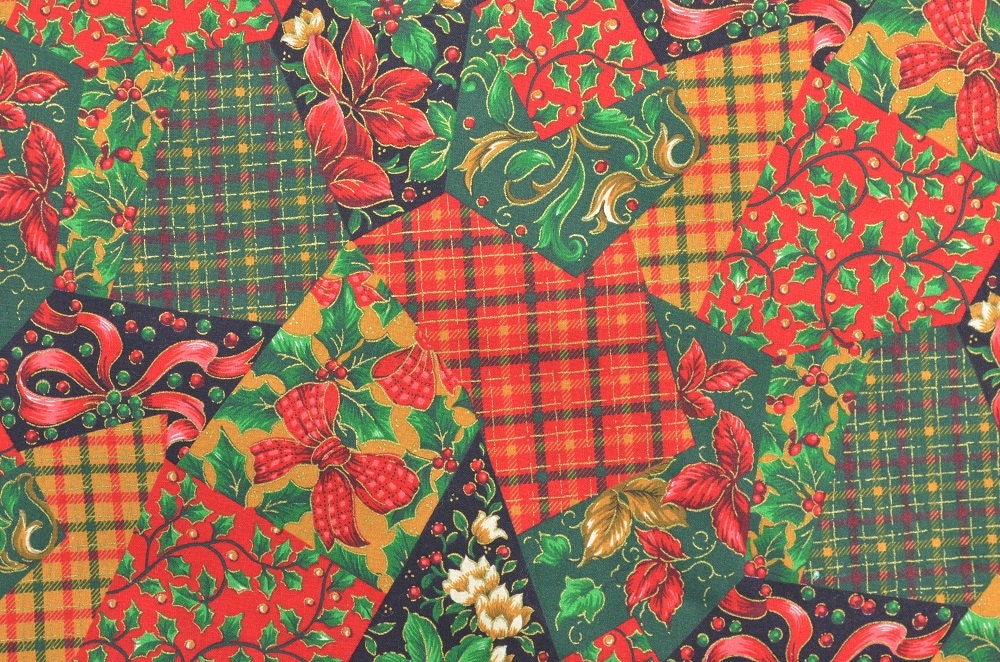 Christmas Cotton Quilting Fabric Patchwork Plaid Red Green