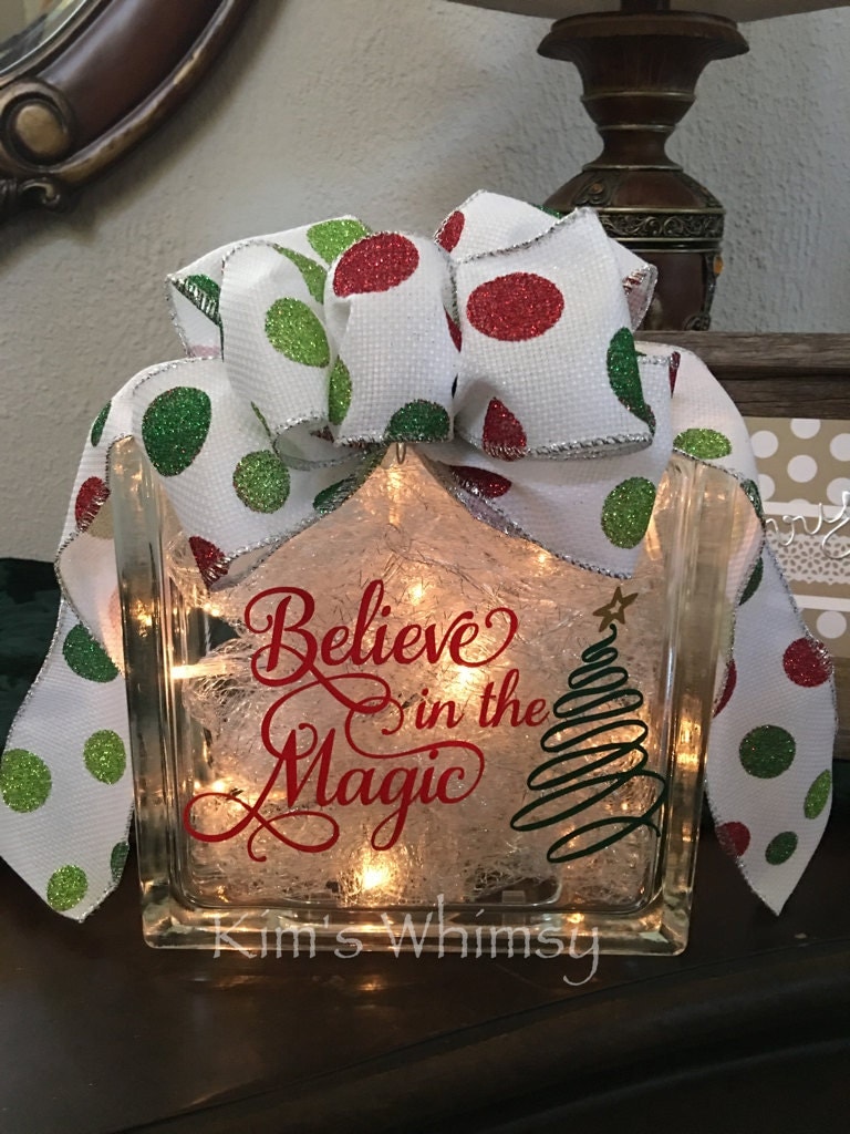 Christmas Glass Block Light by KimsWhimsy on Etsy