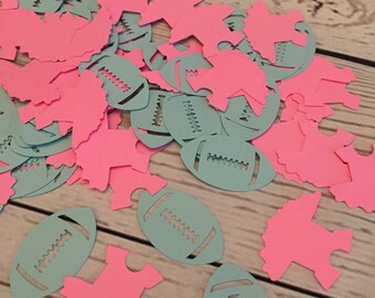 Touchdowns or Tutu Gender Reveal Confetti - He or She - what will it be - boy girl - Baby Shower - Twins