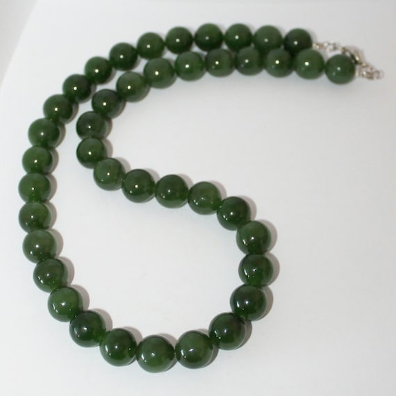 Green Jade Beaded Necklace Russian Jade Rare By Uralsmaster