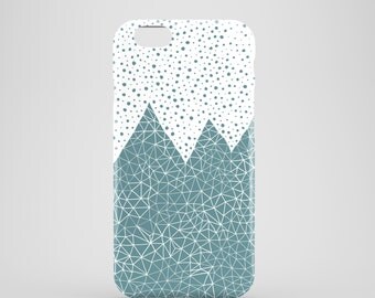 Teal Mountains mobile phone case / iPhone 7, iPhone 7 Plus, iPhone SE, iPhone 6S, iPhone 6, iPhone 5/5S / illustrated mountain phone case
