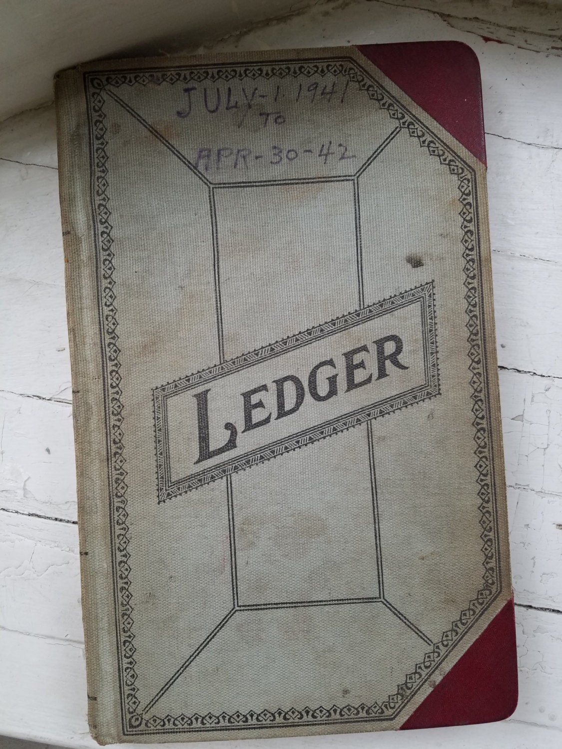 Big Beautiful Antique 1940's Ledger Book