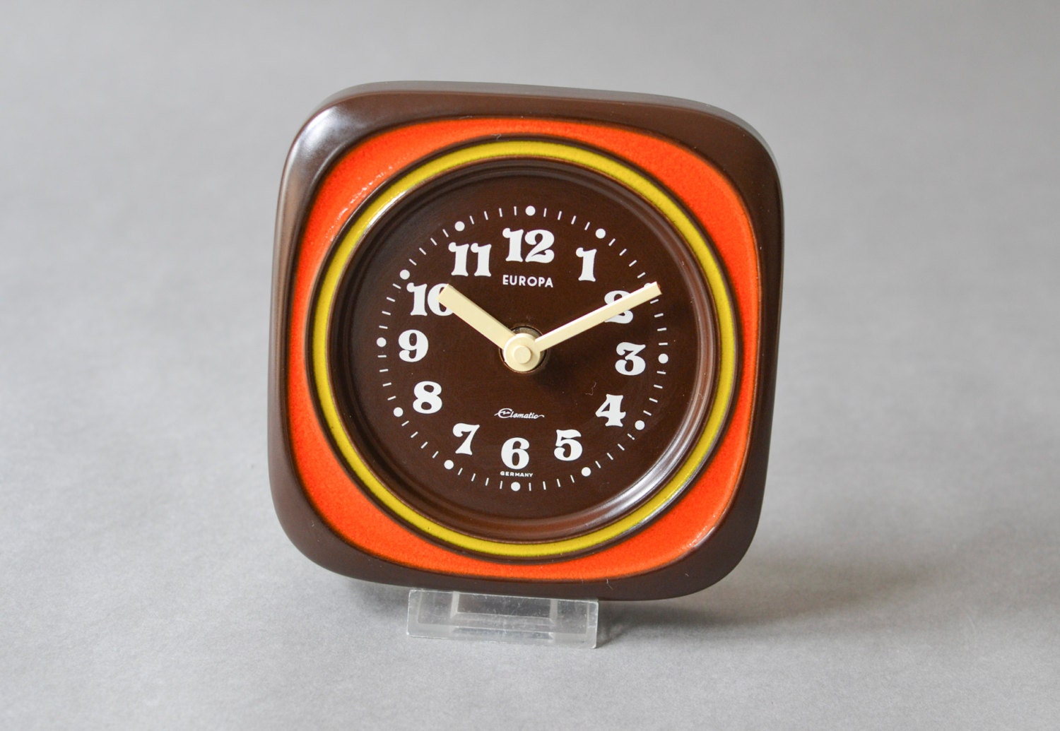 70s pottery clock 70s wall clock 70s home decor by MightyVintage