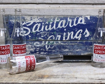 Vintage Blue Sanitaria Springs Soda Crate