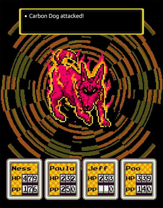 Video Game Art Print Earthbound Carbon Dog Super