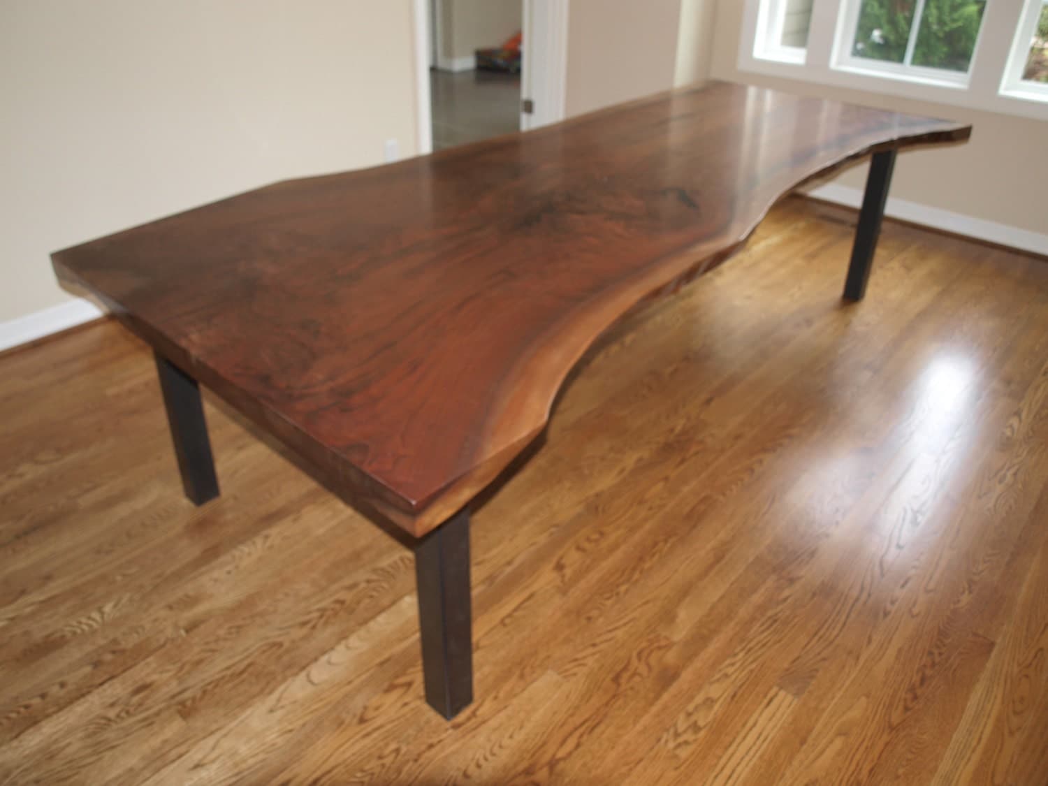 Live Edge Walnut Table With Steel Base