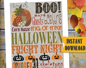 Halloween Printable / Instant Download SUBWAY Art / DESIGN miniPOSTERS / DIY Printable / #HalloweenPrintable #Halloween