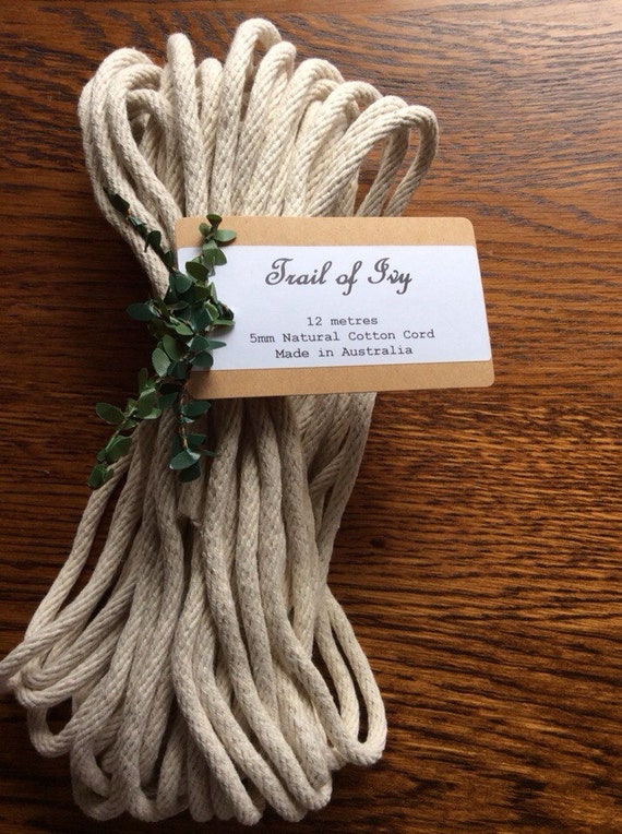 Natural 5mm cotton macrame cord by trailofivy on Etsy