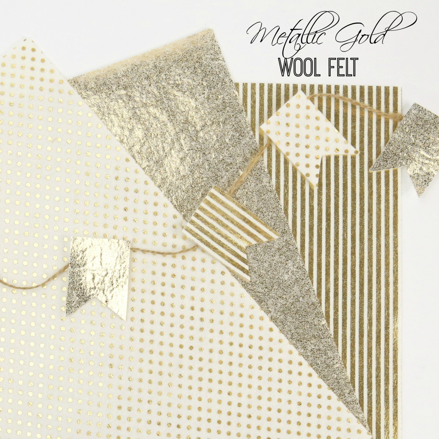 Metallic Gold Printed Felt // Metallic Gold Tinsel Felt