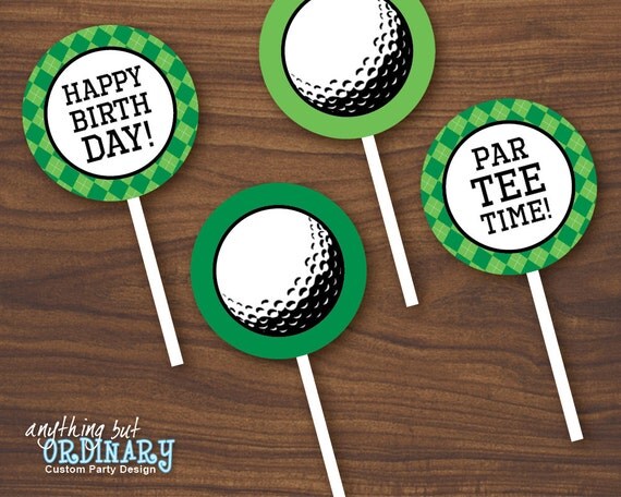 Golf Birthday Cupcake Toppers Printable Golf Themed Party