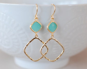 The Sophie Earrings - Mint/Gold
