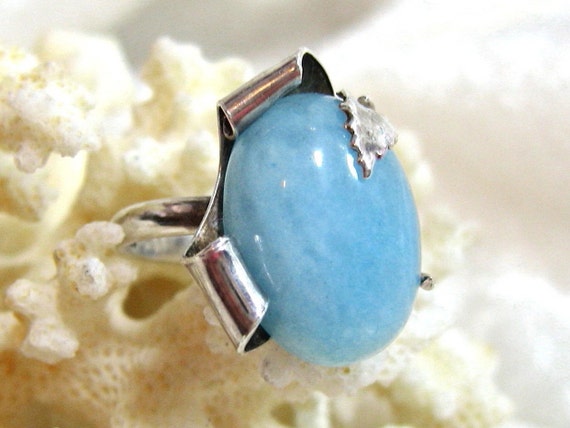 18x13 Blue Chalcedony Ring 925 Solid Sterling Silver Hand