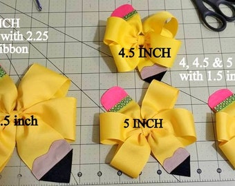 Pencil Bow...Pencil Hair Bow...Uniform Hair Bow...Back to School Hair Bow...Navy hair bow...yellow hair bow...School Bow