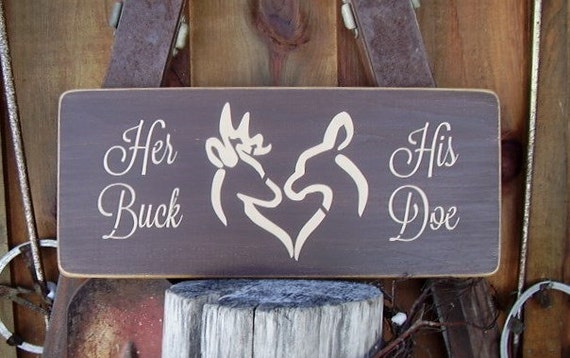 Wood Sign Her Buck His Doe Hunting Couple Deer By Rusticnorthern