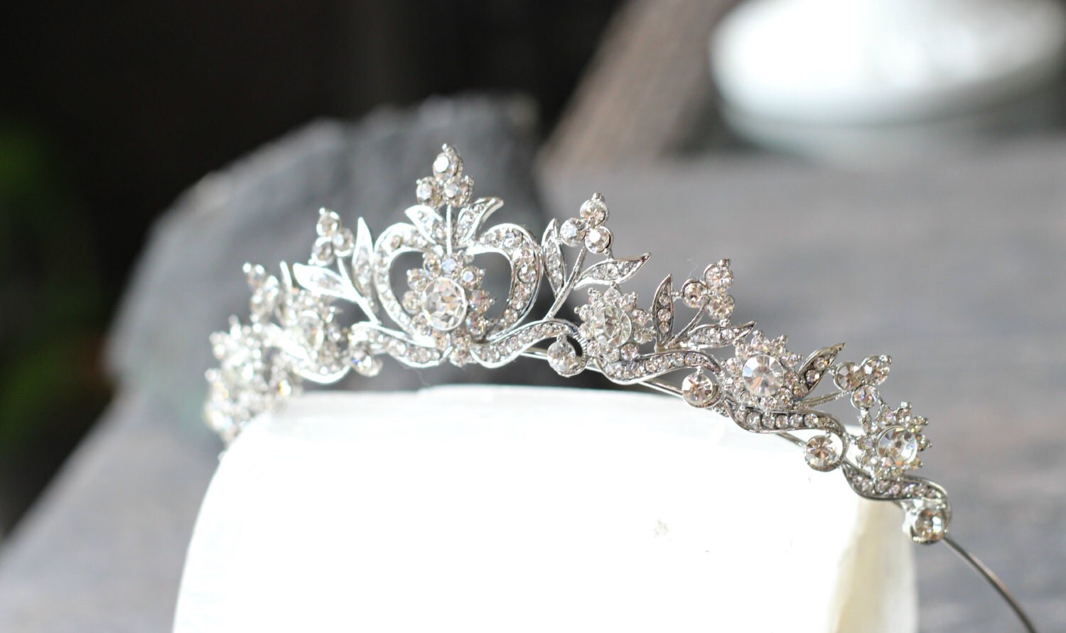 Bridal Tiara Crystal Heart Tiara DIANA Swarovski Bridal
