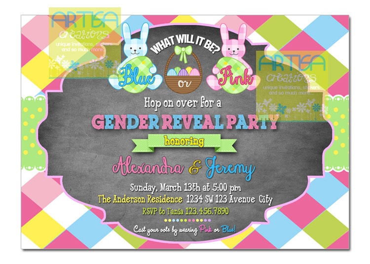 Easter Gender Reveal Invitation Easter party gender reveal