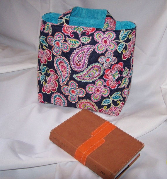 Bible bag Paisley prequilted fabrichand bagsmall by lisalynnitems