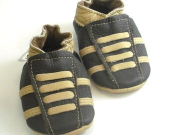 Soft Sole Baby Shoes Leather Infant Sport Brown Beige 6 By Ebooba