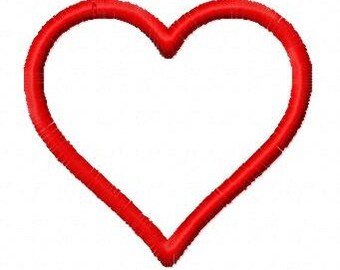 Heart outline applique machine embroidery design 2 inch instant download