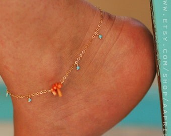 Anklet // Women Anklet // Turquoise Anklets // Women Ankle Bracelet // Gold Anklet // Beach Anklet // Oriental Anklets // Dainty Anklet
