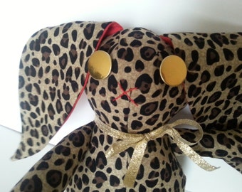 Leopard Print Bunny Doll, Cotton Bunny in Leopard Print