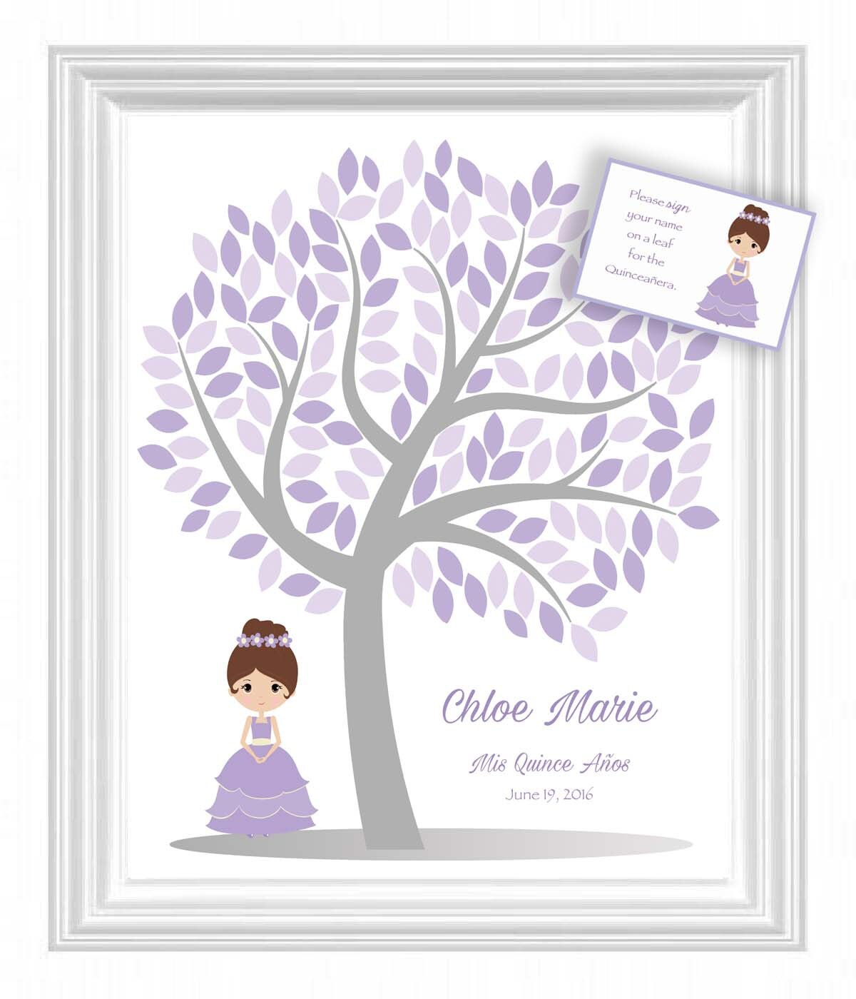 Quinceañera Guest Book 16x20 SignIn Tree Sweet 16 Guestbook