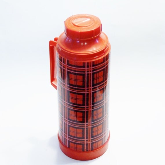 Vintage Thermos Red Plaid Aladdin Quart Thermos