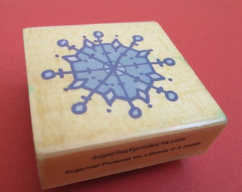 Stylized Snowflake Winter Craft Rubber Stamp Wood Mounted Winter Art and Craft Supplies Scrapbooking Stamping Cardmaking Planner Supply
