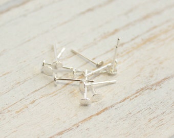 Sterling Silver Earring Posts with 3mm Pad -- 10 Pieces