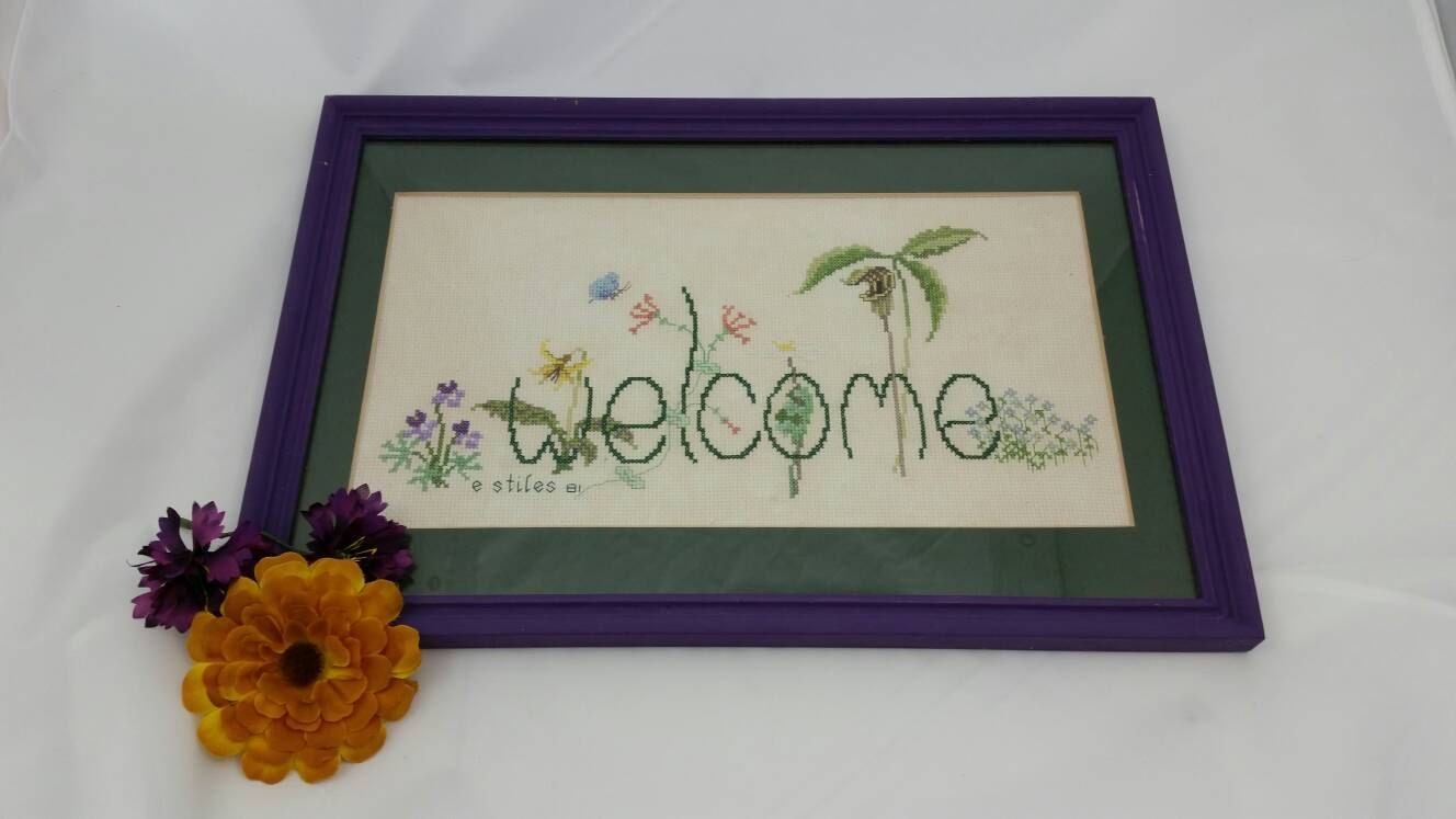 Framed cross stitch embroidery sign by UniqueBoutique83