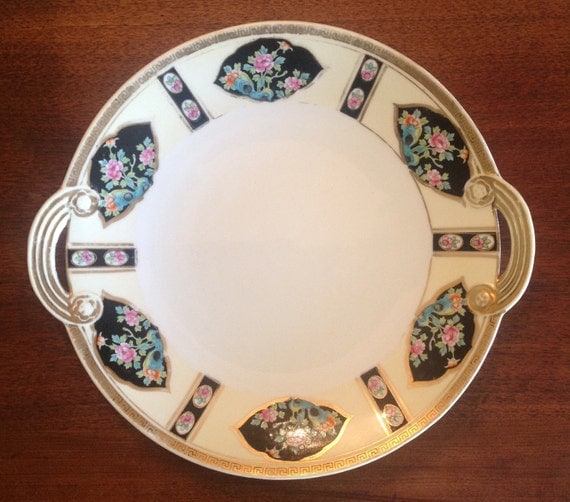 Antique Japanese Nippon porcelain china handled plate tray