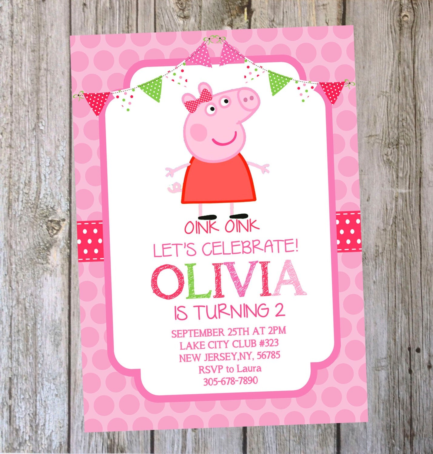 Printable Peppa Pig Birthday Invitation Digital by GUGUKIDSDESIGN