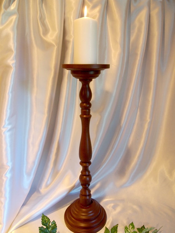24 Inch Latheturned Candle Holder/Floral Stand in Roasted