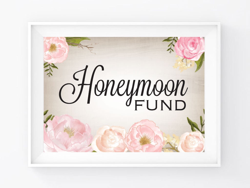 Instant Download Honeymoon Fund Sign 5x7 Print