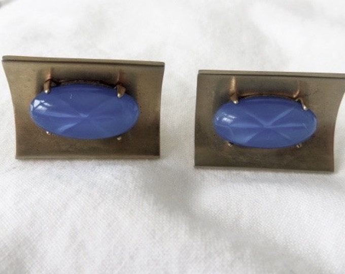 Star Sapphire Cufflinks, Cobalt Blue Cuff Links, Vintage Mens Jewelry, Classic and Elegant
