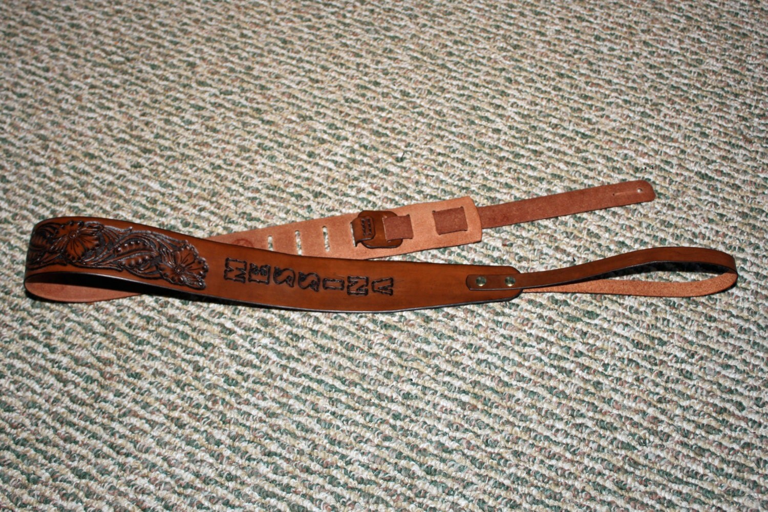 Leather Mandolin Strap Hand Tooled