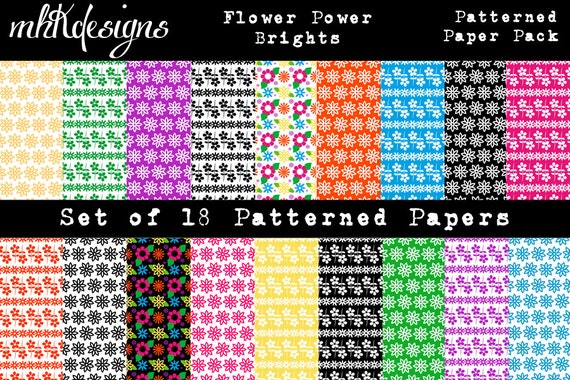 Flower Power Brights Digital Paper Pack