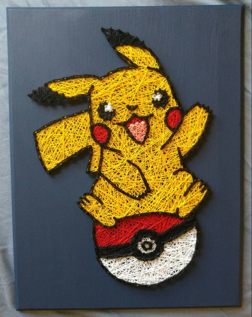 Pikachu Pokemon in Pokeball String Art