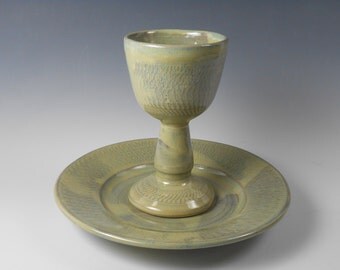 Chalice and paten communion set - chalice and paten set - pottery communion set - communion ware - eucharist W181