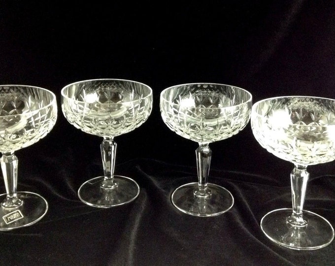 Mikasa Glasses Champagne Sherberts Summer Song, Mikassa Crystal Stemware, Set of 4 Mikasa Glasses 1970's