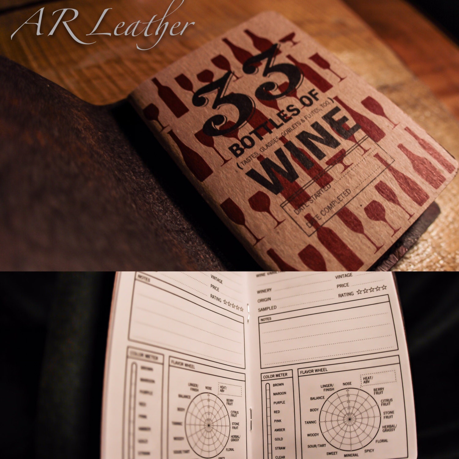 Handmade Leather Wine Journalcustomized with initials
