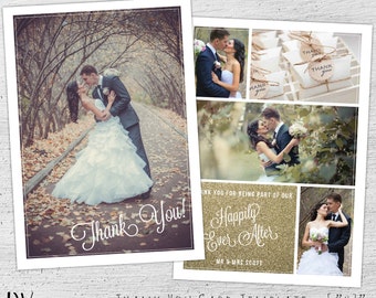 Wedding Thank You Card Template, Photoshop Template, Wedding Photography Marketing, Thank You Card, Wedding Thank You Cards Photo, 03-001-PV